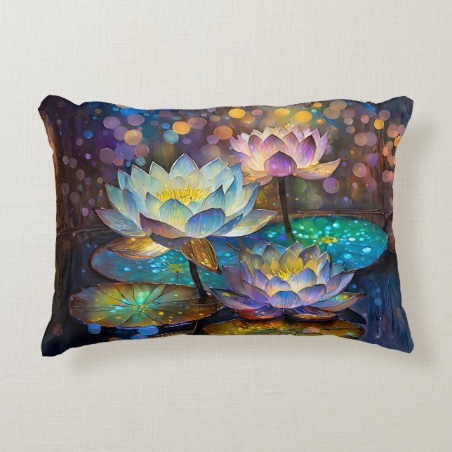 Glowing Lotus Flowers Trio Accent Kussen (Voorkant)