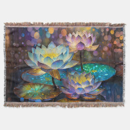 Glowing Lotus Flowers Trio Deken