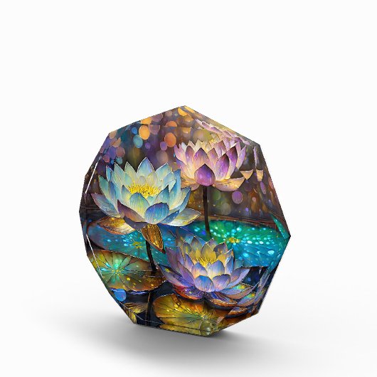 Glowing Lotus Flowers Trio Fotoblokken (Rechts)