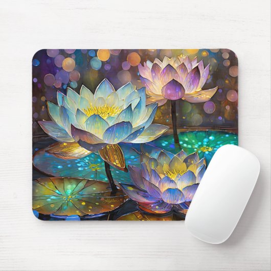 Glowing Lotus Flowers Trio Muismat (Met muis)