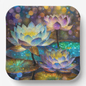 Glowing Lotus Flowers Trio Papieren Bordje (Voorkant)