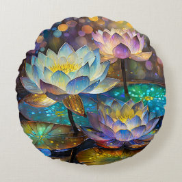 Glowing Lotus Flowers Trio Rond Kussen