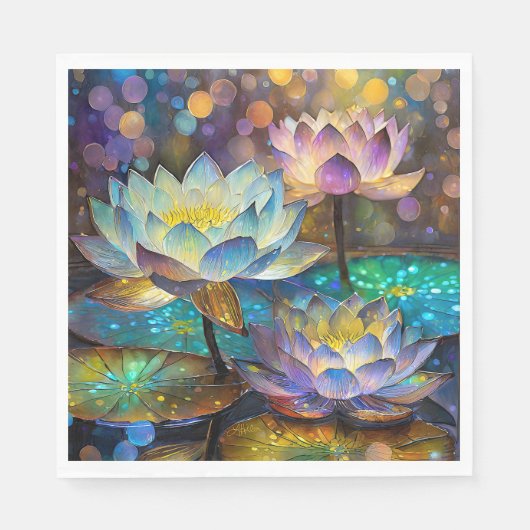 Glowing Lotus Flowers Trio Servet (Voorkant)