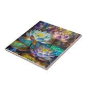 Glowing Lotus Flowers Trio Tegeltje (Zijkant)
