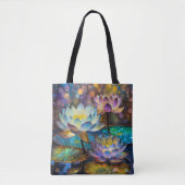 Glowing Lotus Flowers Trio Tote Bag (Voorkant)