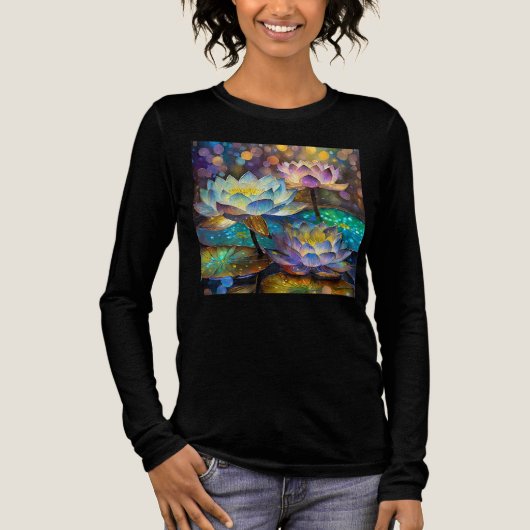 Glowing Lotus Flowers Trio Tri-Blend Shirt (Voorkant)