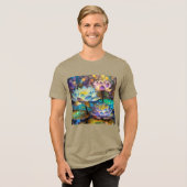 Glowing Lotus Flowers Trio Tri-Blend Shirt (Voorkant volledig)