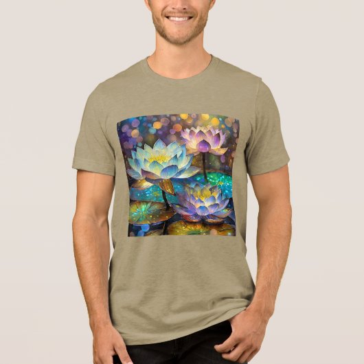 Glowing Lotus Flowers Trio Tri-Blend Shirt (Voorkant)