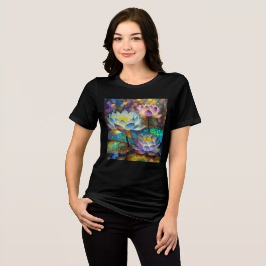 Glowing Lotus Flowers Trio Tri-Blend Shirt (Voorkant volledig)