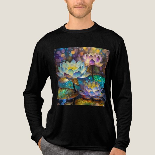 Glowing Lotus Flowers Trio Tri-Blend Shirt (Voorkant volledig)