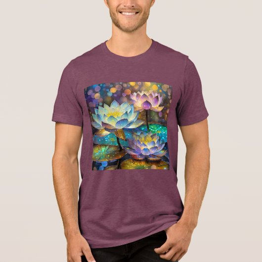 Glowing Lotus Flowers Trio Tri-Blend Shirt (Voorkant)