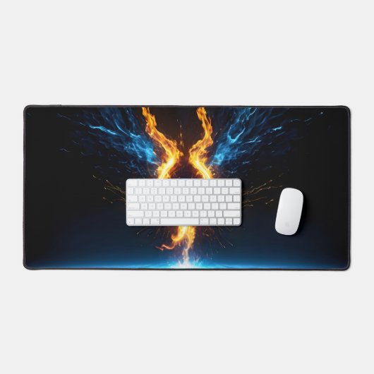 Glowing Magic Fire Ring Blue Orange Gaming Bureaumat (Keyboard & Muis)