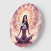 Glowing Mandala Meditatie Vrouw Aangepaste Naam Grote Klok (Hoek)