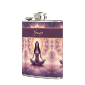 Glowing Mandala Meditatie Vrouw Aangepaste Naam Heupfles (Links)