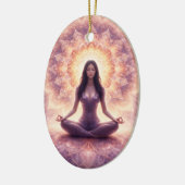 Glowing Mandala Meditatie Vrouw Aangepaste Naam Keramisch Ornament (Links)