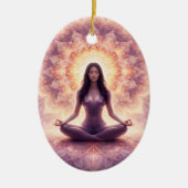 Glowing Mandala Meditatie Vrouw Aangepaste Naam Keramisch Ornament (Voorkant)