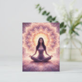 Glowing Mandala Meditation Woman Custom Name       Briefkaart (Staand voorkant)