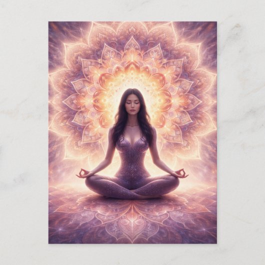 Glowing Mandala Meditation Woman Custom Name       Briefkaart (Voorkant)