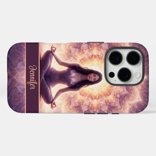 Glowing Mandala Meditation Woman Custom Name       Case-Mate iPhone Case (Achterkant (horizontaal))