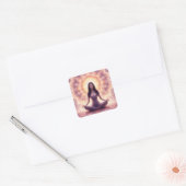 Glowing Mandala Meditation Woman Custom Name Vierkante Sticker (Envelop)