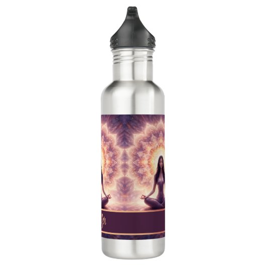 Glowing Mandala Meditation Woman Custom Name Waterfles (Rechts)
