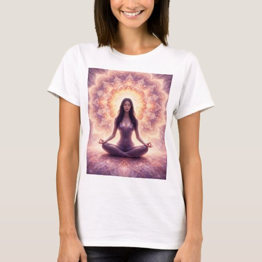 Glowing Mandala Meditation Woman T-shirt (Voorkant)