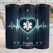 Glowing Medical Heartbeat Pulse EMT Design Thermosbeker