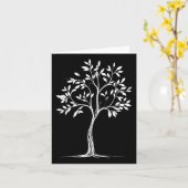 Glowing Minimalist Single-line Tree Drawing Sticke Kaart (Gele Bloem)