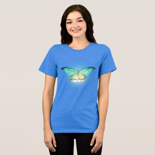 Glowing Mint Cream Butterfly Tri-Blend Shirt (Voorkant volledig)