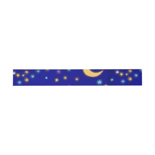 Glowing Moon and Stars Etching Pattern Bands Uitnodigingen Wikkel (Vlak)