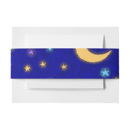 Glowing Moon and Stars Etching Pattern Bands Uitnodigingen Wikkel