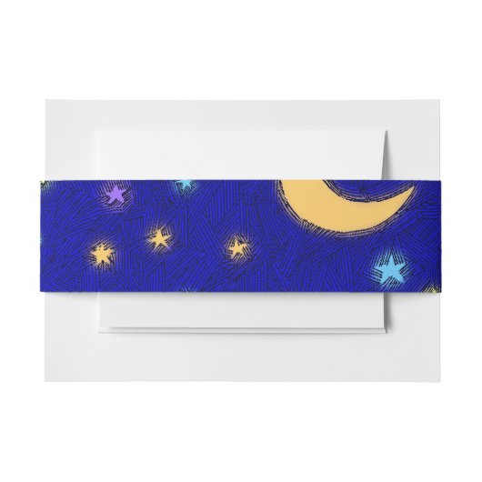 Glowing Moon and Stars Etching Pattern Bands Uitnodigingen Wikkel (Voorkant Voorbeeld)