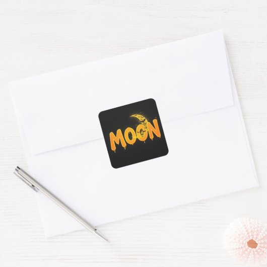 Glowing Moon Halloween Bats Vierkante Sticker (Envelop)