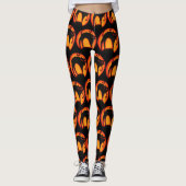 Glowing Moon & Spooky Cat Halloween Leggings (Voorkant)