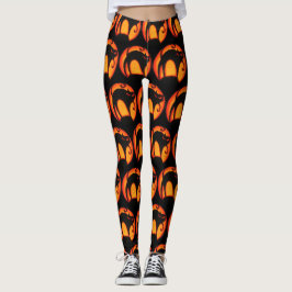 Glowing Moon & Spooky Cat Halloween Leggings
