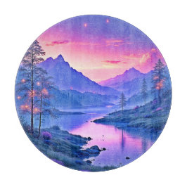 Glowing Mountain Lake Design Snijplank