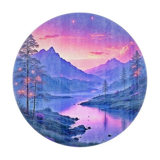 Glowing Mountain Lake Design Snijplank (Voorkant)