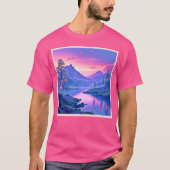 Glowing Mountain Lake Design T-shirt (Voorkant)