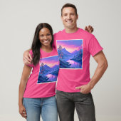 Glowing Mountain Lake Design T-shirt (Unisex)
