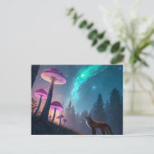 Glowing Mushroom Forest Fox Fantasy Art Briefkaart (Staand voorkant)