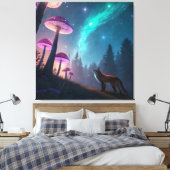 Glowing Mushroom Forest Fox Fantasy Art Canvas Afdruk (Insitu (Slaapkamer))