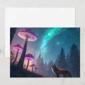 Glowing Mushroom Forest Fox Fantasy Art Feestdagenkaart (Voorkant / Achterkant)