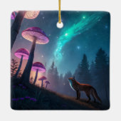 Glowing Mushroom Forest Fox Fantasy Art Keramisch Ornament (Achterkant)