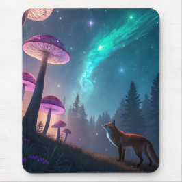 Glowing Mushroom Forest Fox Fantasy Art Muismat