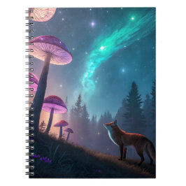Glowing Mushroom Forest Fox Fantasy Art Notitieboek