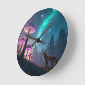 Glowing Mushroom Forest Fox Fantasy Art Ronde Klok (Hoek)