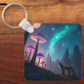 Glowing Mushroom Forest Fox Fantasy Art Sleutelhanger (Voorkant)
