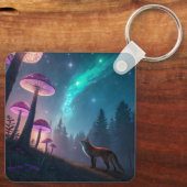 Glowing Mushroom Forest Fox Fantasy Art Sleutelhanger (Achterkant)