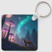 Glowing Mushroom Forest Fox Fantasy Art Sleutelhanger (Achterkant)