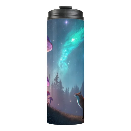 Glowing Mushroom Forest Fox Fantasy Art Thermosbeker (Voorkant)